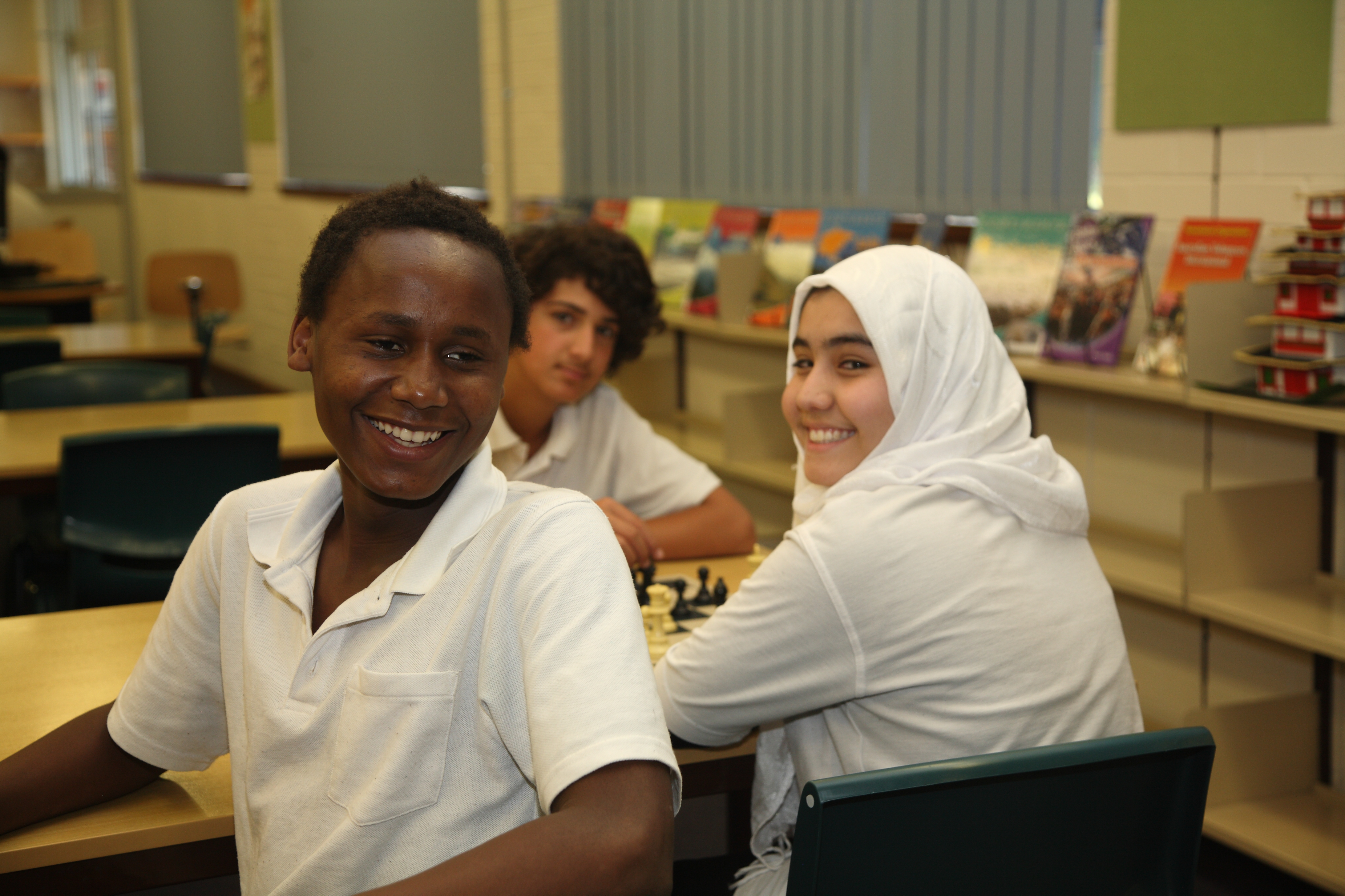 Students from the Intensive English Centre engaging in a game of Chess.
